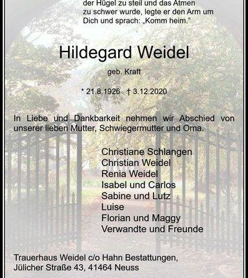 Zeitungsanzeige Hildegard Weidel